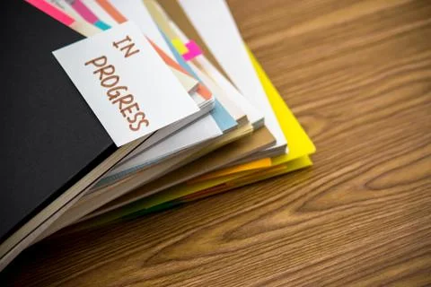In Progress; The Pile of Business Documents on the Desk Stock Photos
