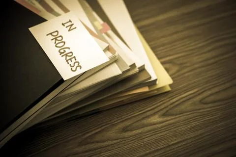 In Progress; The Pile of Business Documents on the Desk Stock Photos