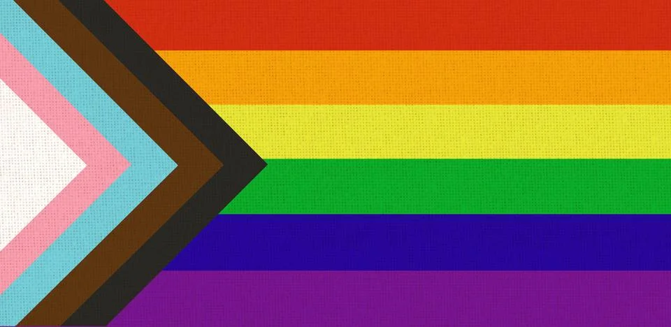 Progress Pride flag of Australia on fabric surface. Multicolored flag Stock Illustration