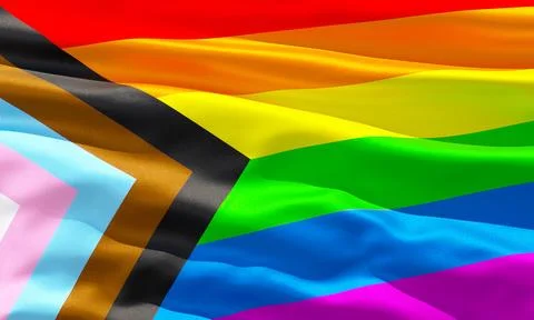 Progress Pride flag closeup view background for LGBTQIA+ Pride month, sexua.. Stock Illustration