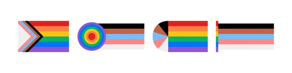 Progress pride flag illustration. Pride flag icons. Rainbow flag isolated  Stock Illustration