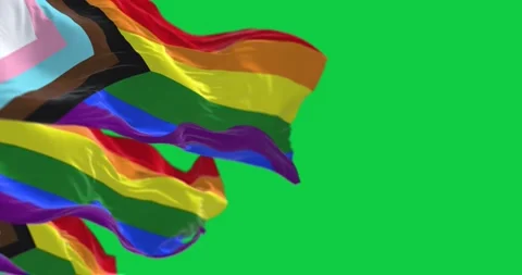 Progress Pride flag waving isolated on green background 動画素材 277941772