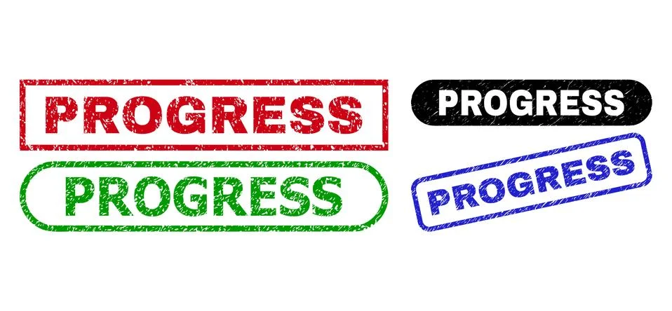 PROGRESS Rectangle Watermarks Using Grunged Style 스톡 일러스트