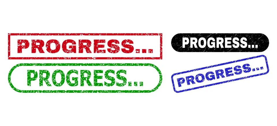 PROGRESS... Rectangle Watermarks Using Unclean Texture Stock Illustration