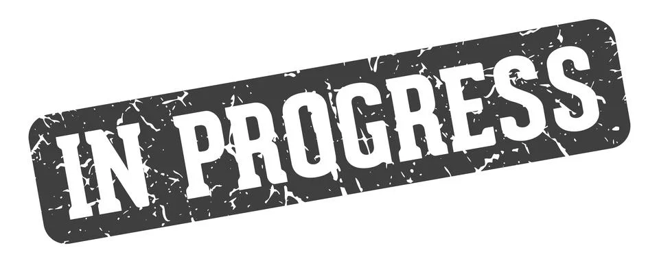 In progress rectangular sign. in progress stamp Illustrazione stock