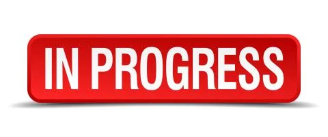 In progress red 3d square button on white background Stock Illustration