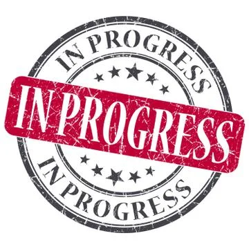 In progress red grunge round stamp on white background Illustrazione stock