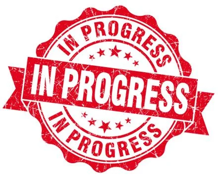 In progress red grunge seal isolated on white background Stock Illustration