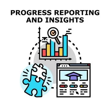 Progress reporting and insights finding solutions concept Stock Illustration