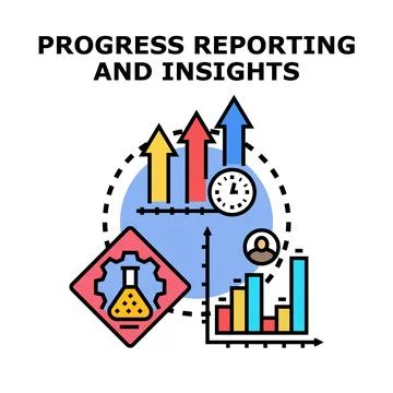 Progress reporting and insights outlining business analytics Stock Illustration