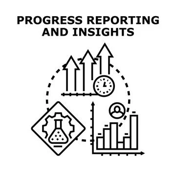 Progress reporting and insights outlining business analytics Stock Illustration