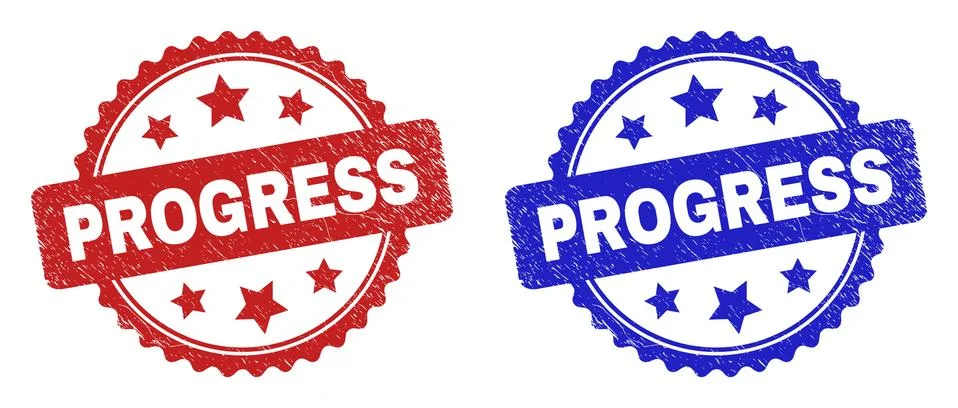 PROGRESS Rosette Watermarks with Corroded Style Illustrazione stock