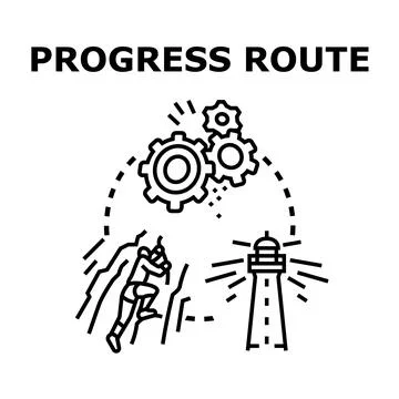 Progress route concept finding success and development path Иллюстрация