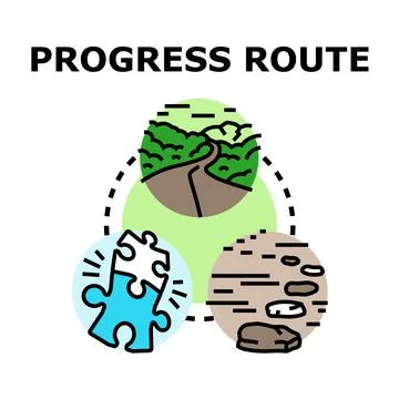Progress route concept illustrating challenge, journey, and solution 스톡 일러스트