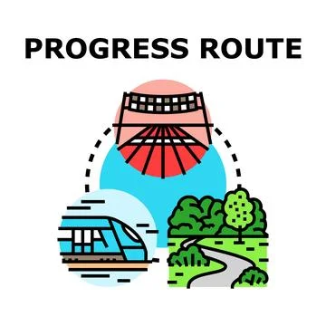 Progress route for development journey transportation Stock Illustration
