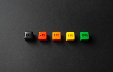 Progress scale from 0 to 100 percent. Evaluation of the quality of services.. Stock Photos