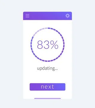 Progress screen, updating, mobile app ui Illustrazione stock