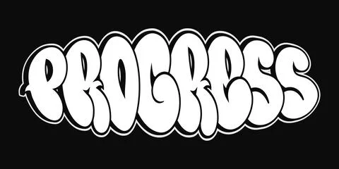 Progress - single word, letters graffiti style. Vector hand drawn logo. Fun.. Stock Illustration