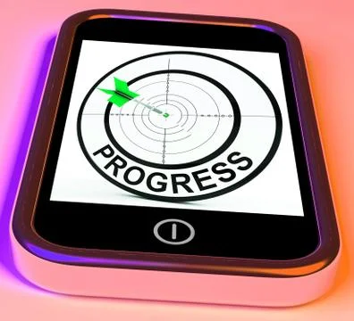 Progress smartphone shows advancement improvement and goals Ilustración de archivo