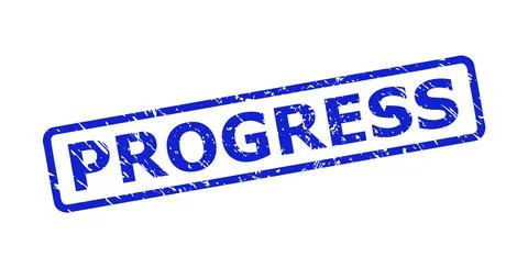 PROGRESS Stamp with Grunge Style and Rounded Rectangle Frame Stock Illustration