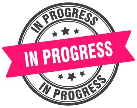 In progress stamp. in progress label on transparent background. round sign Stock Illustration