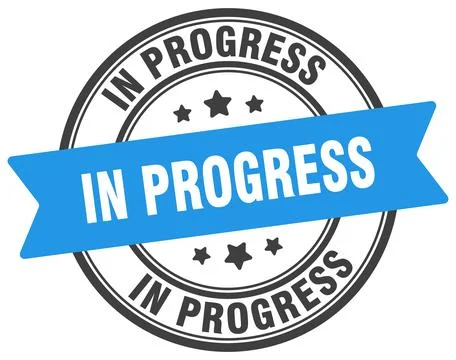 In progress stamp. in progress label on transparent background. round sign Illustrazione stock