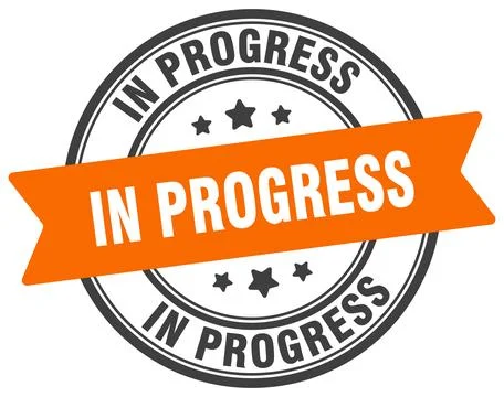In progress stamp. in progress label on transparent background. round sign Stock Illustration