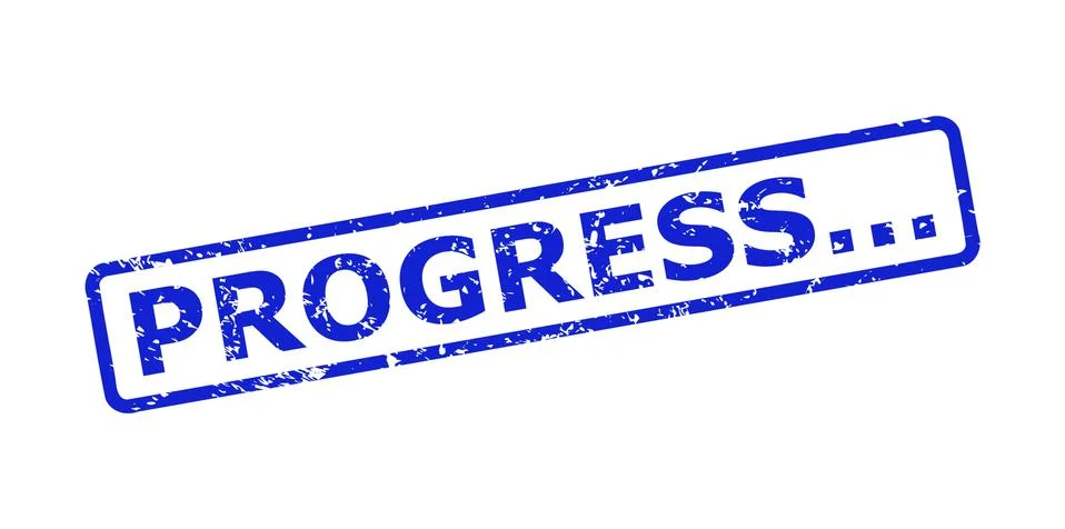 PROGRESS... Stamp Seal with Distress Texture and Rounded Rect Frame Stockillustratie