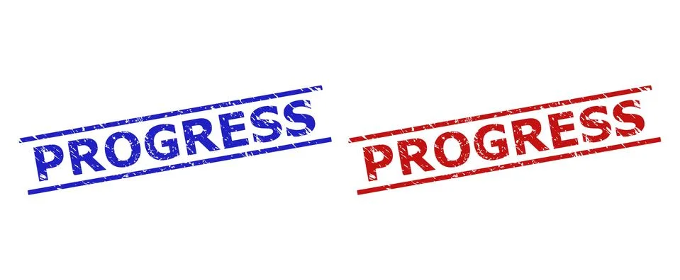 PROGRESS Stamp Seals with Corroded Texture and Parallel Lines Stock Illustration