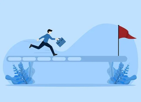 Progress from start to success or reaching a goal. Business career path. Stock Illustration