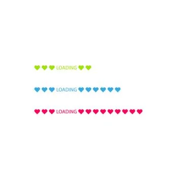 Progress status bar icon. Love loading collection. White heart. Funny happy Stock Illustration