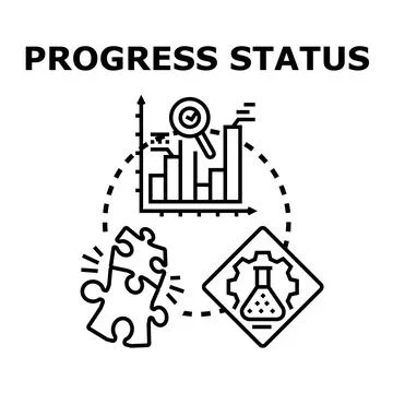 Progress status concept illustrating analytics research development innovatio Stock Illustration