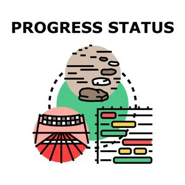 Progress status tracking path and timeline illustration Stock Illustration