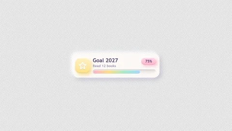 Progress Tracker Animation Showing Goal Completion and Book Reading Metrics Stockbeeldmateriaal 348546545