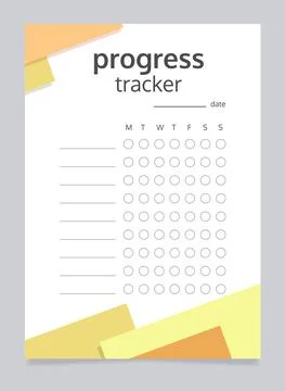 Progress tracker worksheet design template Stock Illustration