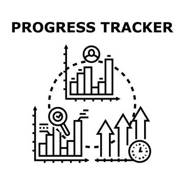 Progress tracking and data analysis for business growth Stock Illustration