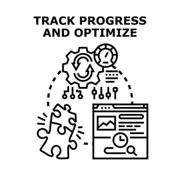 Progress tracking and data optimizing concept development Stock Illustration