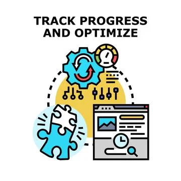 Progress tracking and data optimizing concept development Stock Illustration
