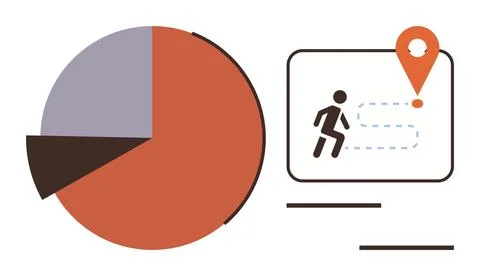 Progress Tracking Concept with Pie Chart and Map Navigation Pin for Data 스톡 일러스트