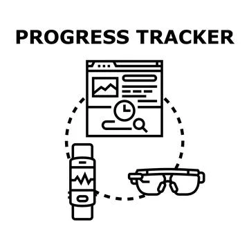 Progress tracking using smart devices and technology concepts Stock Illustration