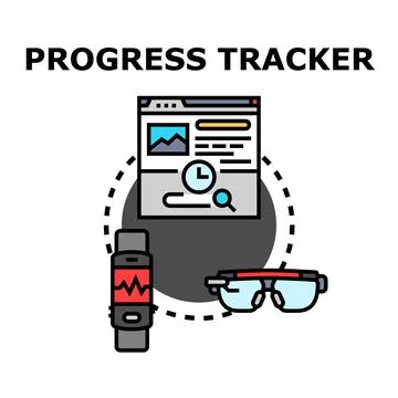 Progress tracking using smart devices and technology concepts Stock Illustration