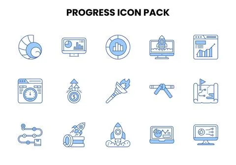 Progress Two Color Blue Scalable Icons Pack Stock Illustration
