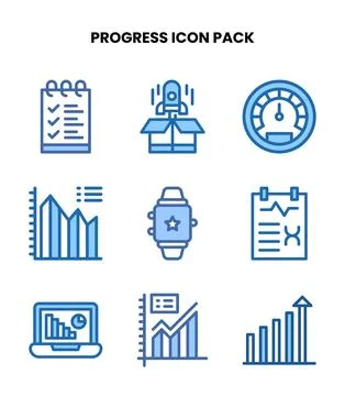 Progress Two Colour Collection Icons Pack Stock Illustration