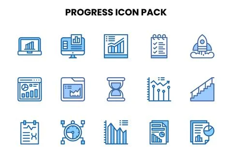 Progress Two Colour Design Icons Pack Stock Illustration