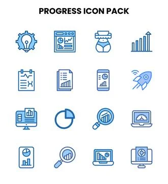 Progress Two Colour Design Icons Pack Stock Illustration