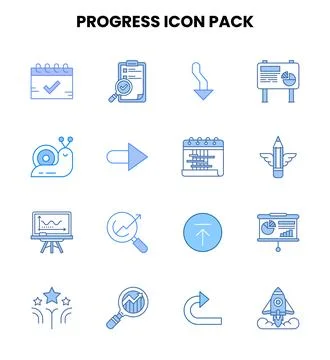 Progress Two Colour Graphics Icons Pack Stock Illustration