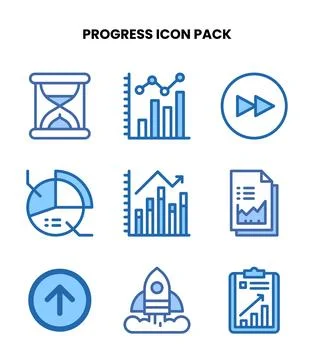 Progress Two Colour Graphics Icons Pack Stock Illustration