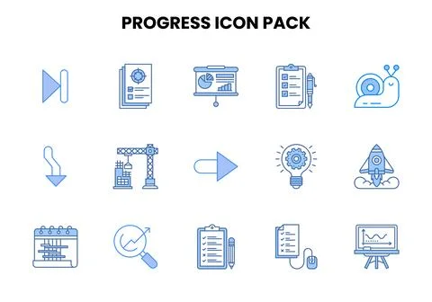 Progress Two Colour Icons Pack Stock Illustration