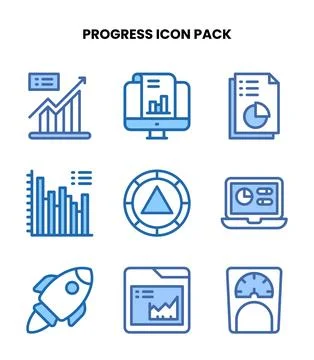 Progress Two Colour SVG Icons Pack Stock Illustration
