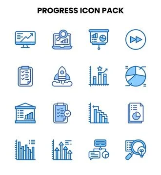 Progress Two Colour Vector Icons Pack Stock Illustration